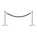 Montour Line Stanchion Post and Rope Kit Pol.Steel, 2 Ball Top1 Dark Blue Rope C-Kit-2-PS-BA-1-PVR-DB-PS